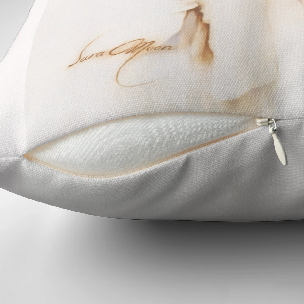 Vintage 1920s-inspired Sara Pillow featuring a woman's portrait in flowers