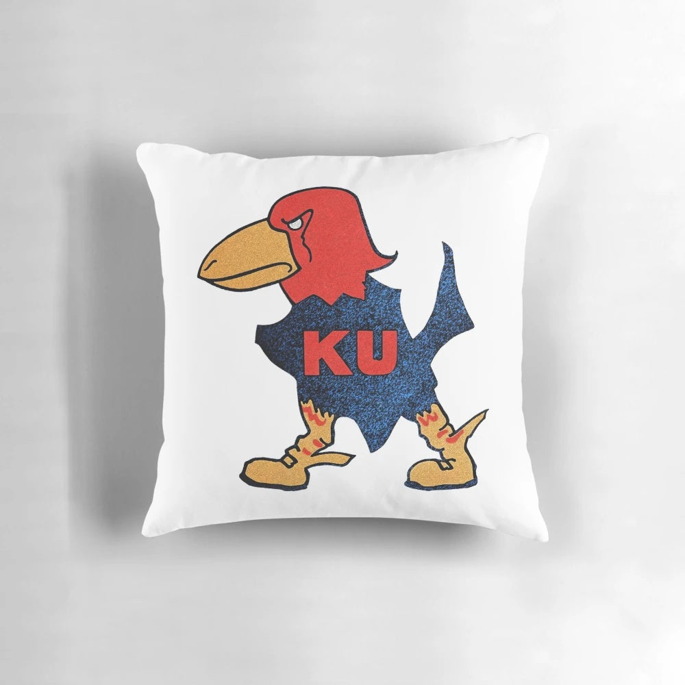 Vintage 1923 KU Jayhawks Pillow, Retro College Sports Memorabilia Decor