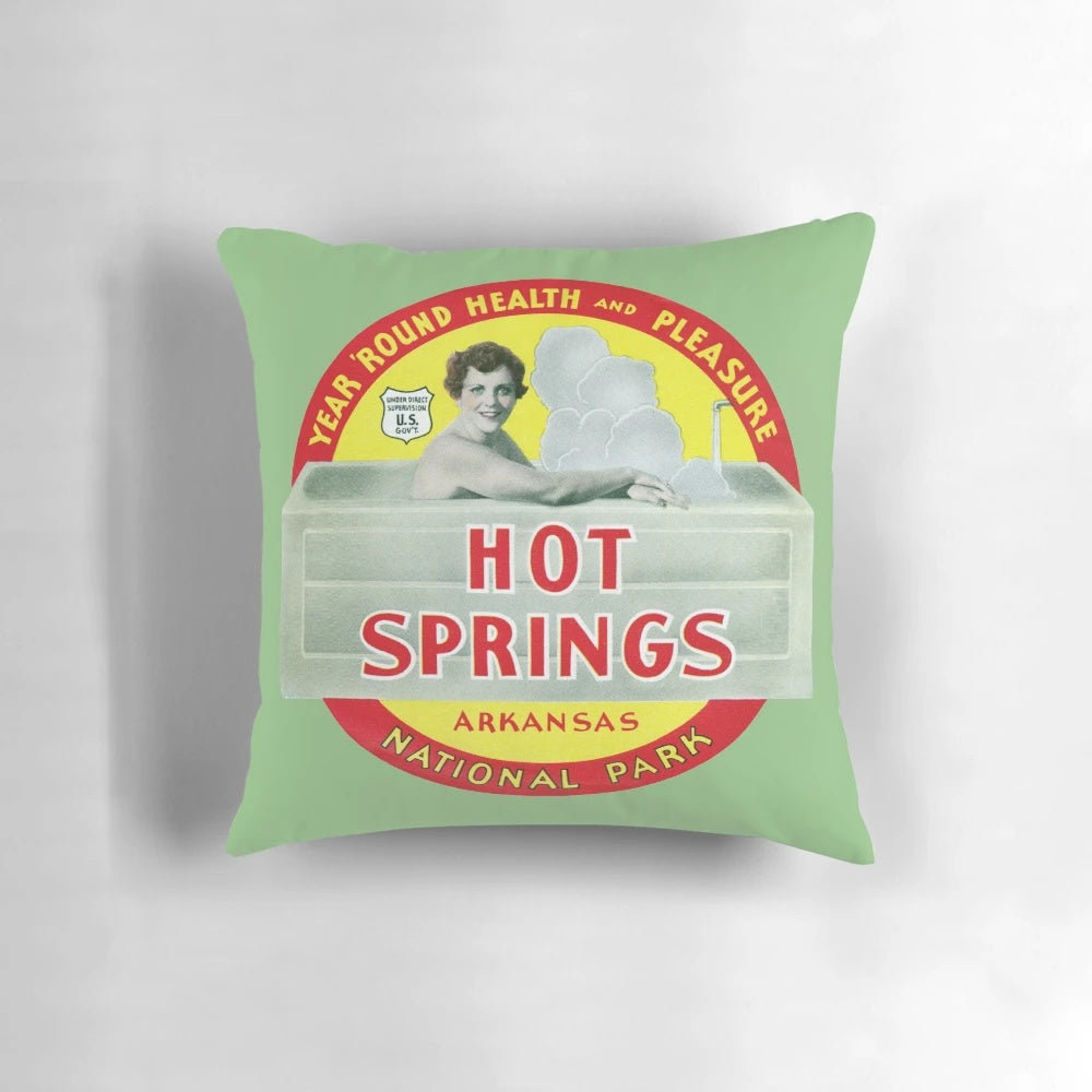 Vintage 1930's Hot Springs National Park, Arkansas Pillow with historic image