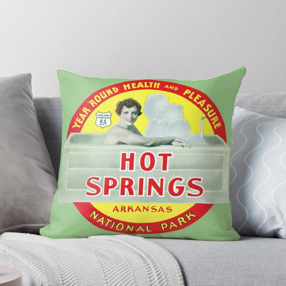 Vintage 1930's Hot Springs National Park, Arkansas Pillow with historic image