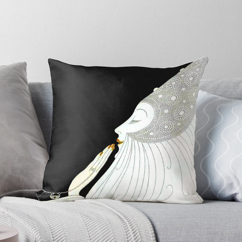 Vintage 1932 Harpers Bazaar magazine advertising print pillow featuring fashion, jewelry, and accessories from the era.