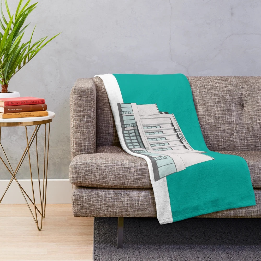 Vintage 1939 Tivoli Cinema, Mumbles inspired plush blanket with cinematic and architectural elements