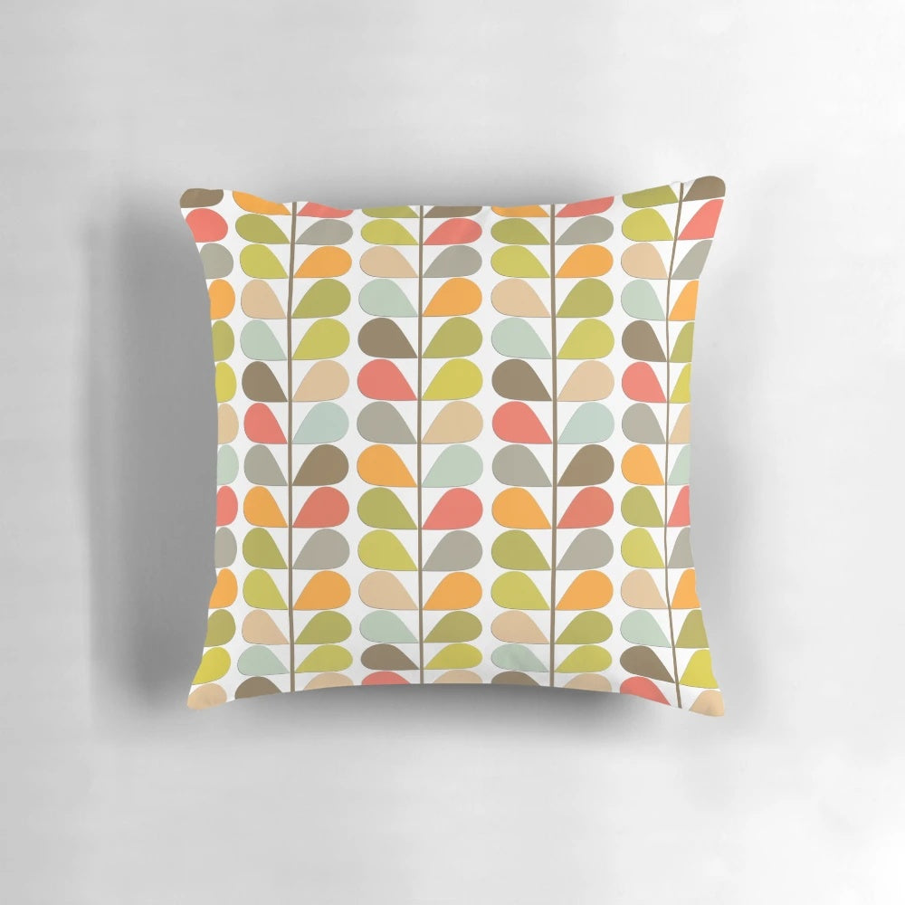 Retro 1950s 1960s midcentury modern inspired throw pillow with abstract, geometric pattern