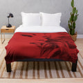 Vintage 1960s Italian cinema-inspired plush blanket in red and black