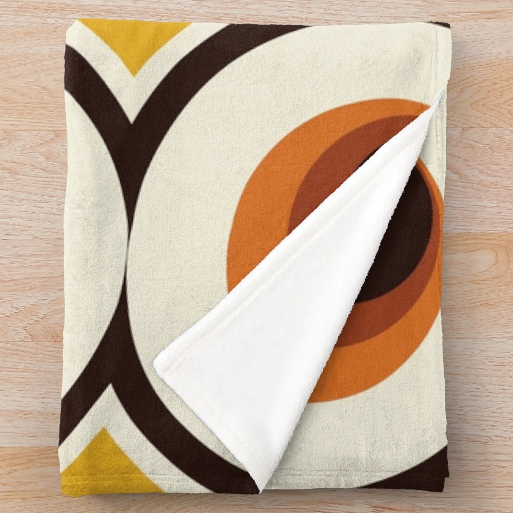 Vintage 1970s mid-century modern geometric pattern plush blanket