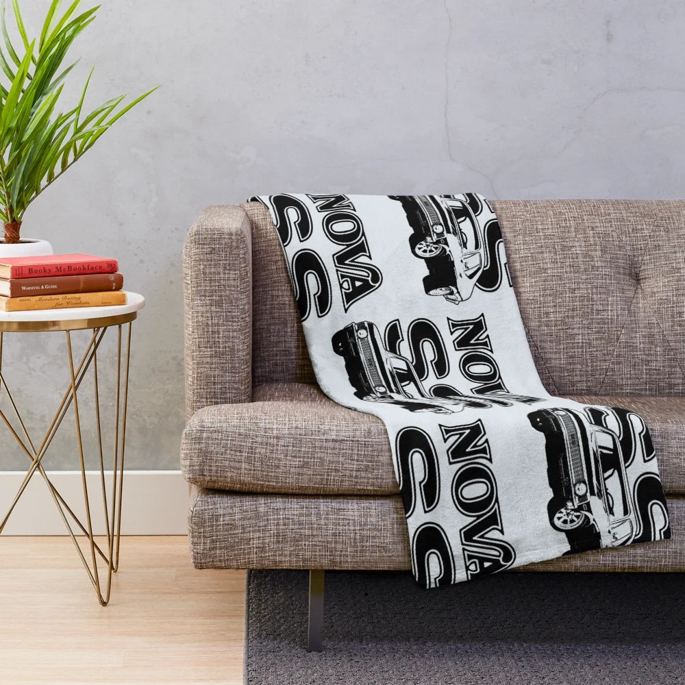 Cozy plush blanket featuring a 1971 Chevy Nova SS muscle car