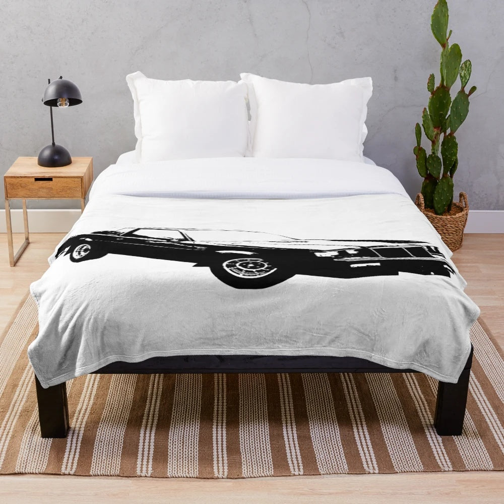 1987 Buick Grand National inspired black and white plush blanket