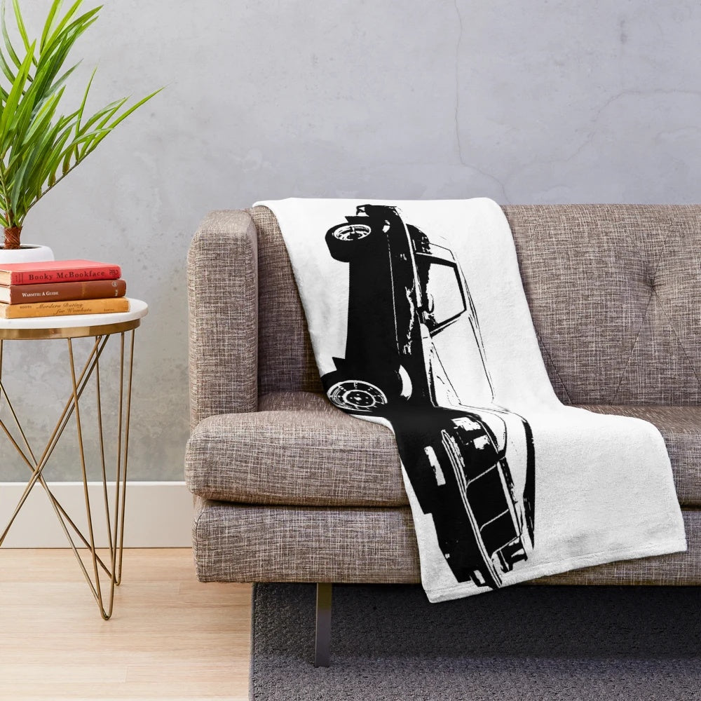 1987 Buick Grand National inspired black and white plush blanket