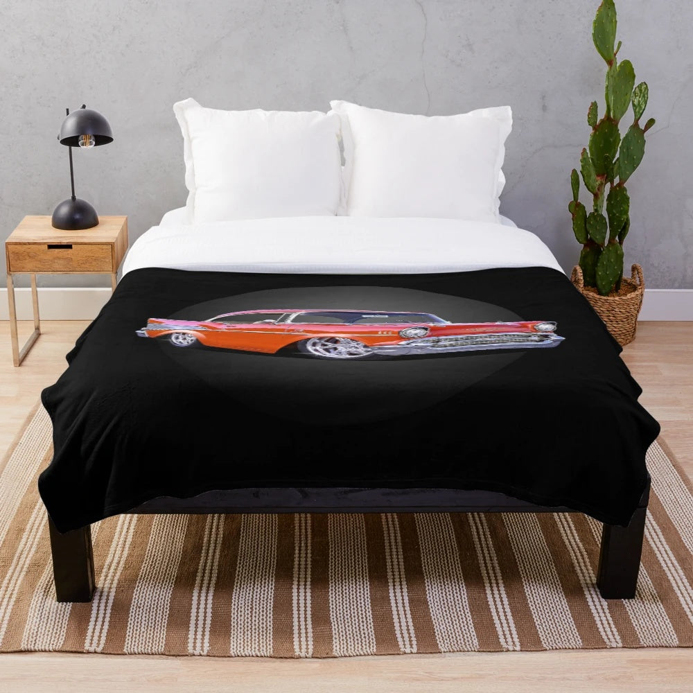 Vintage 57 Chevy inspired plush blanket