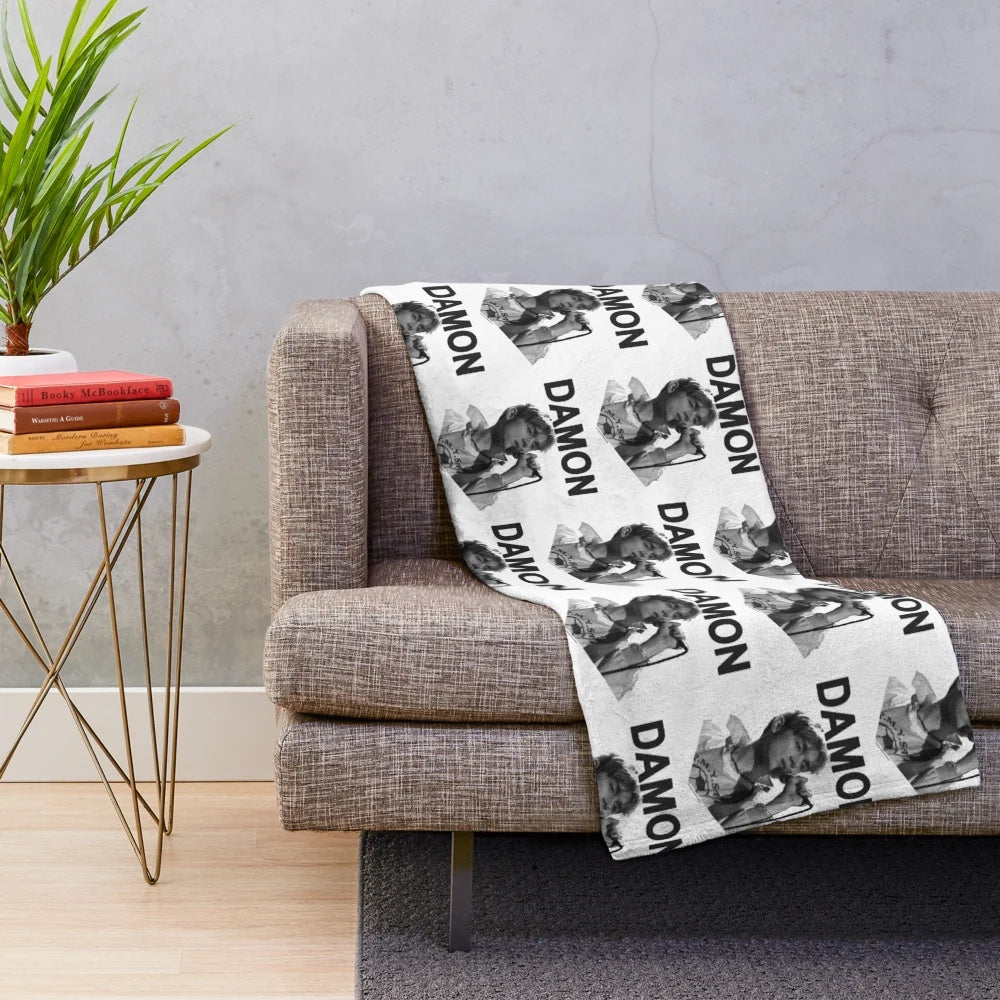 Vintage 90s Plush Blanket with Blur-inspired Retro Design