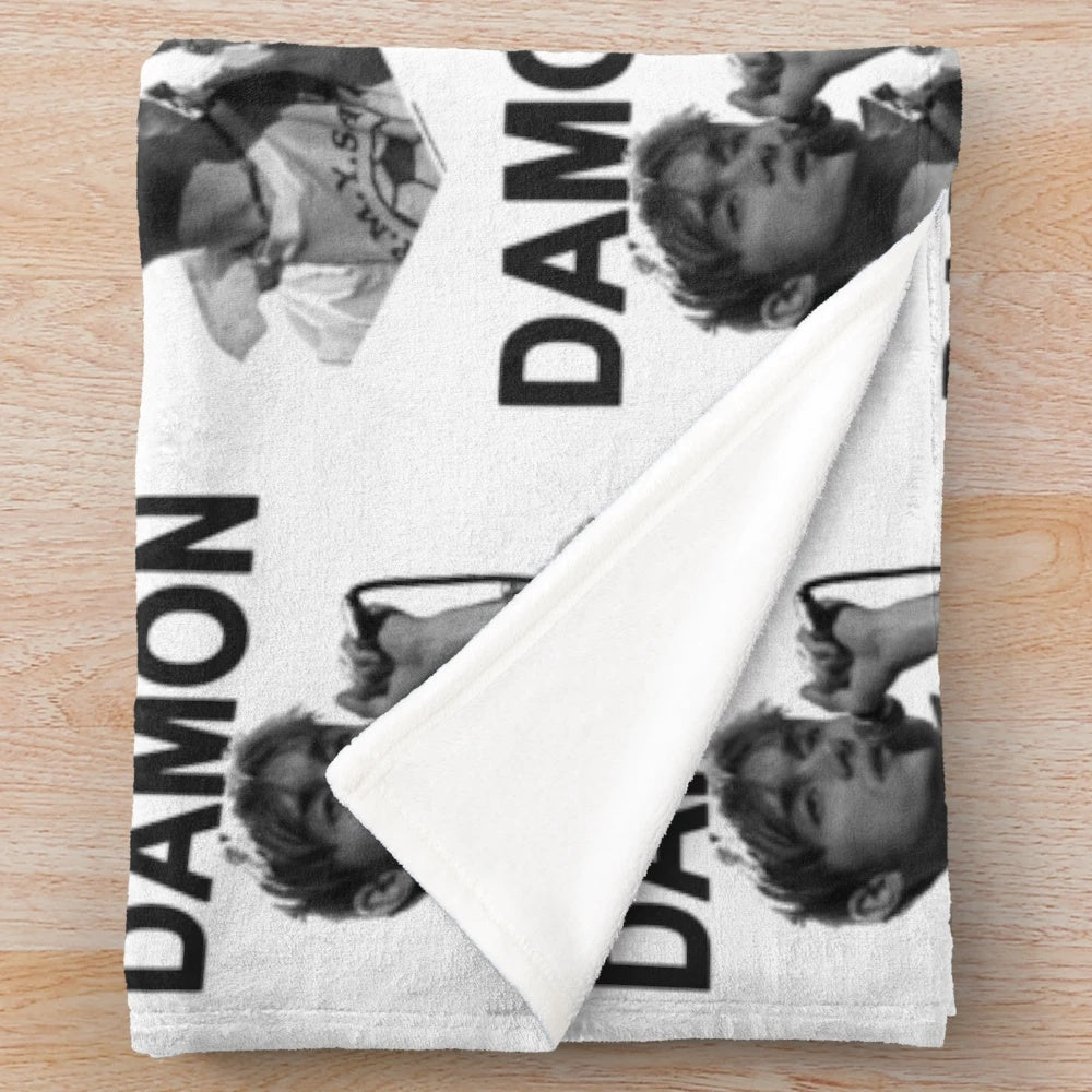 Vintage 90s Plush Blanket with Blur-inspired Retro Design