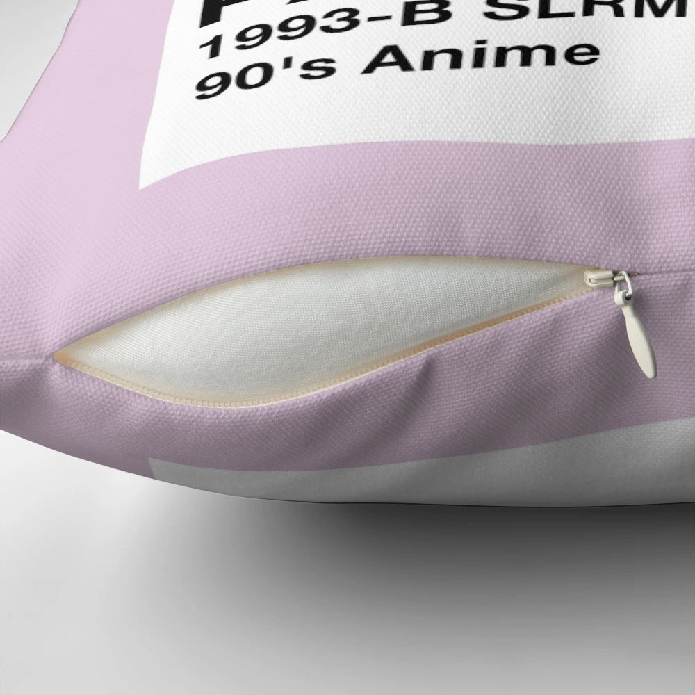 Vibrant 90s Pantone-inspired pillow with anime and vaporwave design