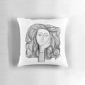 Vintage abstract charcoal portrait pillow featuring a whimsical, art nouveau-style woman's face inspired by the work of Picasso.