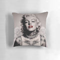 Vintage abstract pillow with Marilyn Monroe inspired tattoo design featuring feathered wings