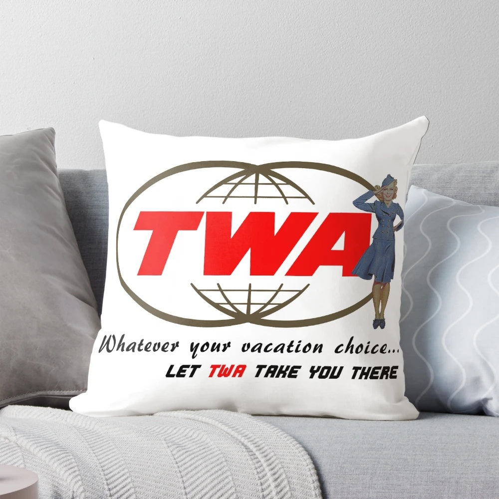 Vintage-inspired pillow with an airplane design for aviation and travel lovers