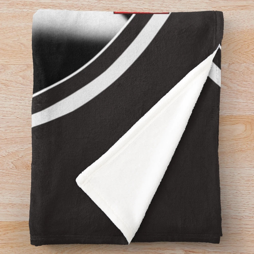 Plush blanket with vintage Alfred Hitchcock movie print