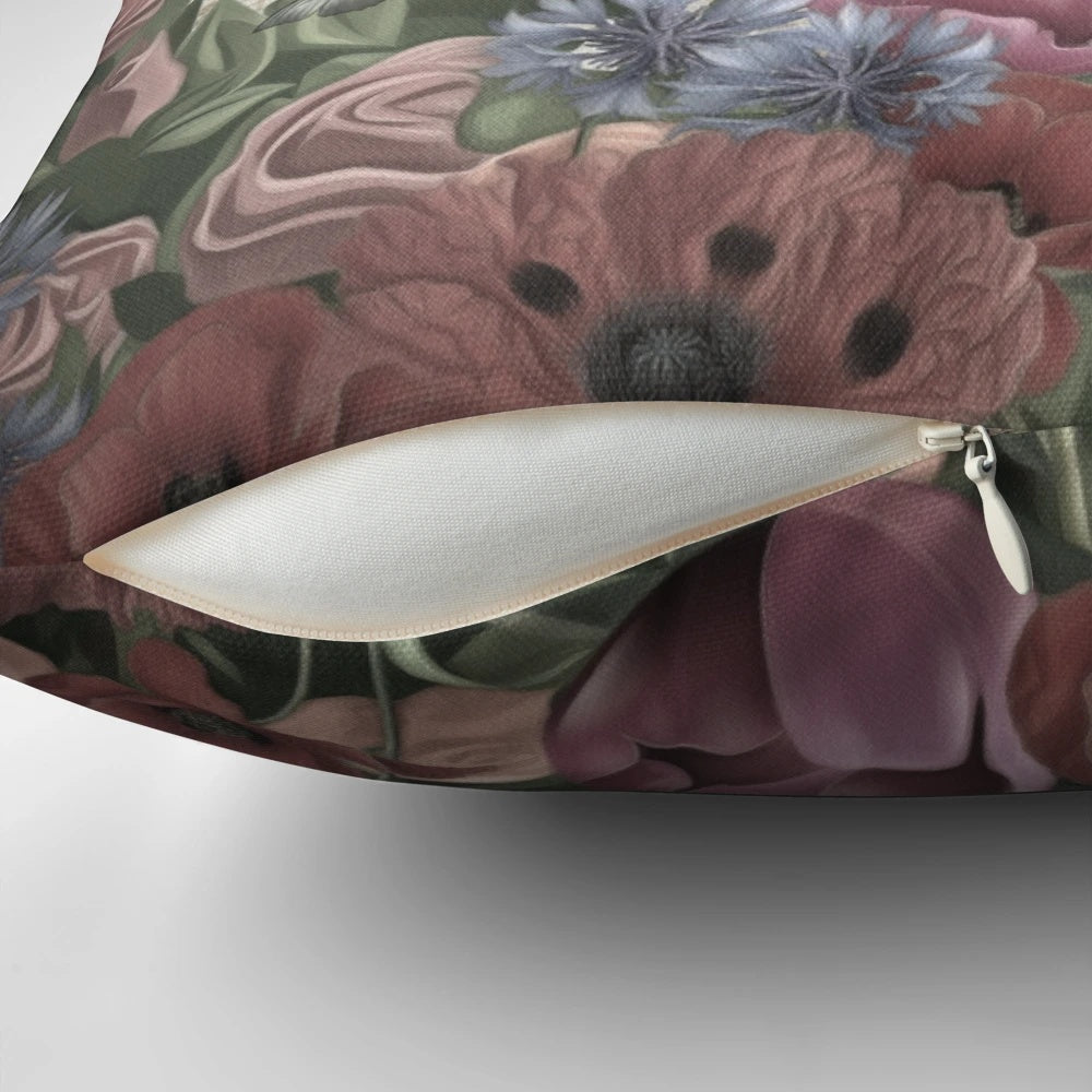 Vintage-style Alice in Wonderland "Wonderland Garden" decorative throw pillow