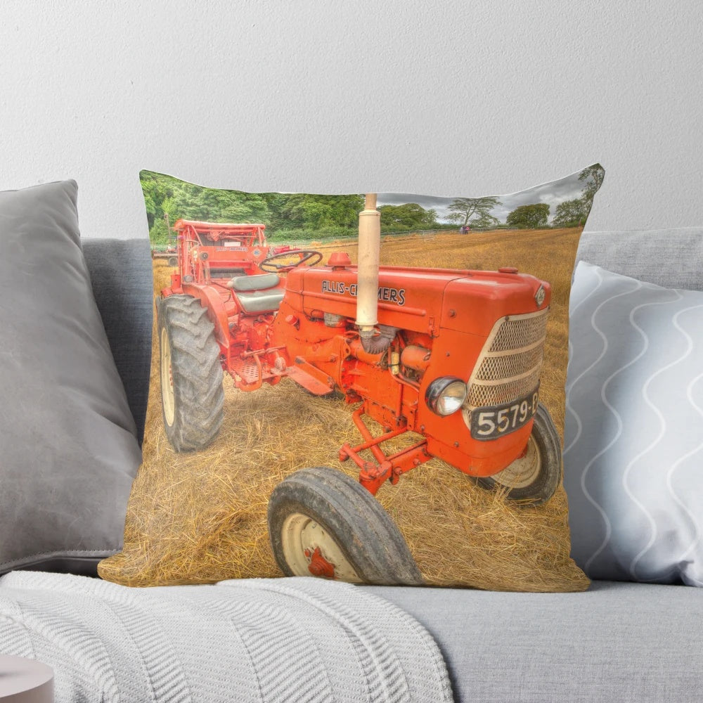 Vintage Allis-Chalmers tractor pillow with soft, durable fabric for farmhouse and country-inspired home decor