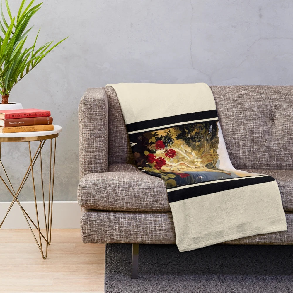 Vintage Amalfi travel-inspired plush blanket with retro Italian design
