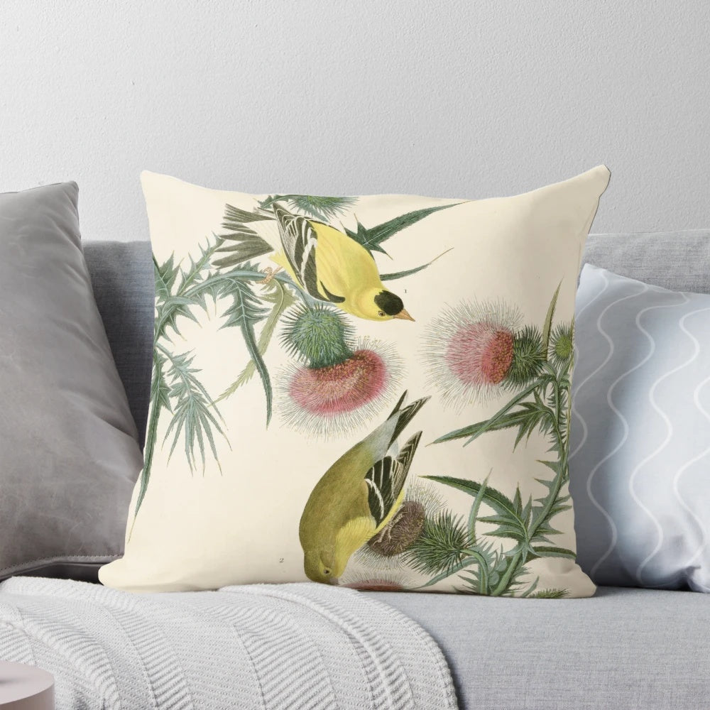 Vintage watercolor reproduction of an American Goldfinch from John James Audubon's Birds of America