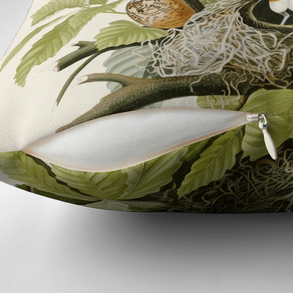 Vintage American Robin Pillow featuring artwork from John James Audubon's Birds of America