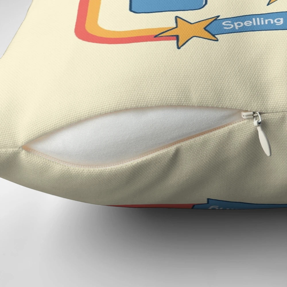 Vintage-style pillow with sarcastic, humorous typography design