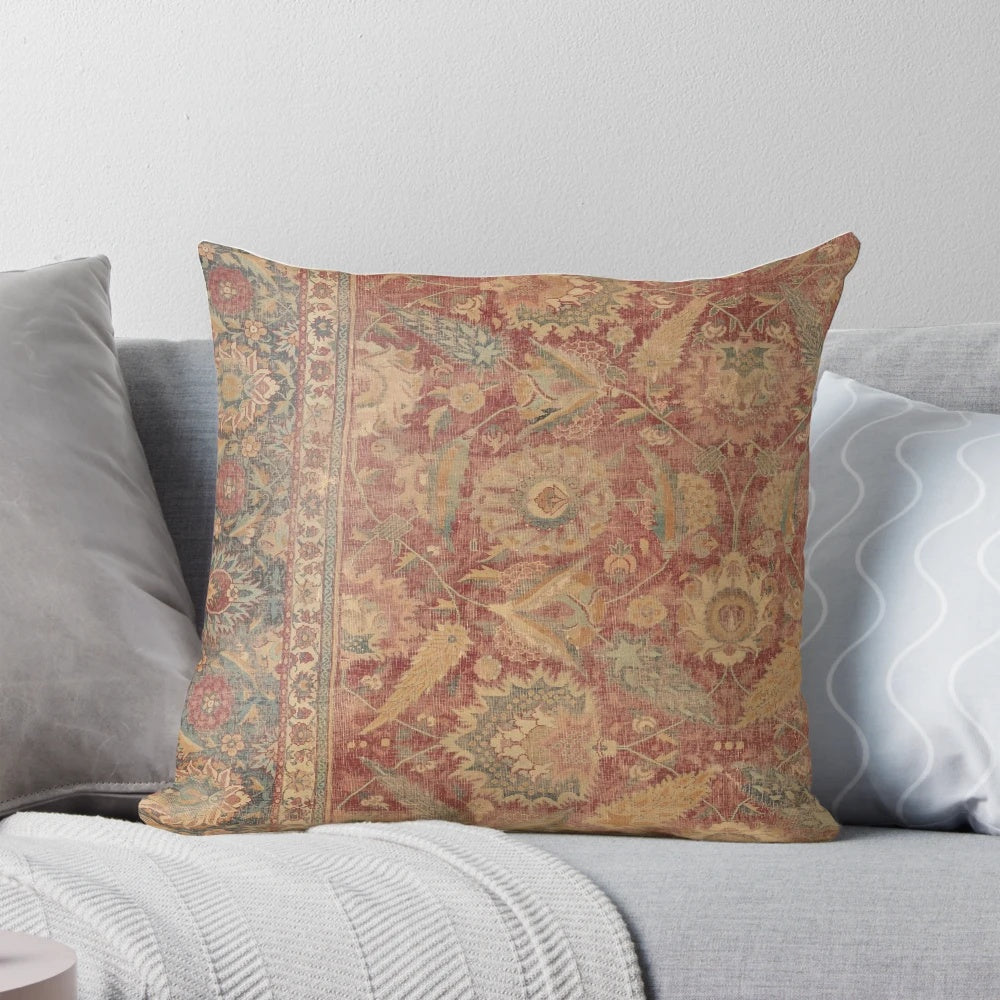 Antique kilim pillow with burnt orange and rust colors