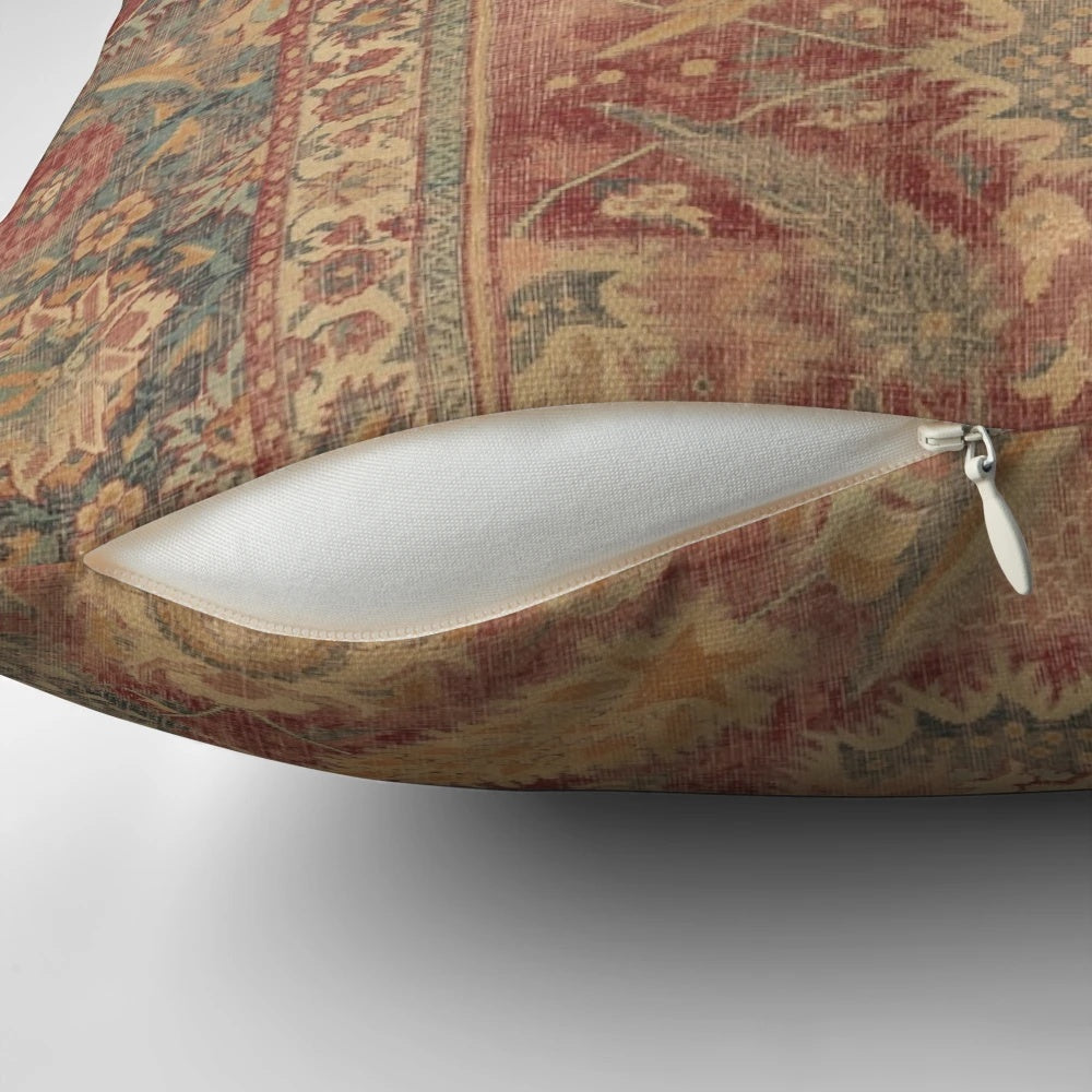 Antique kilim pillow with burnt orange and rust colors
