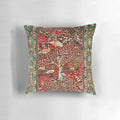 Antique Persian Rug Inspired Decorative Pillow with Floral Bird and Tree Print