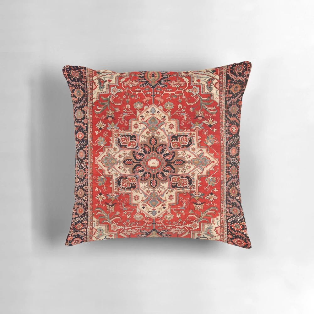 Vintage antique Persian serapi rug print pillow