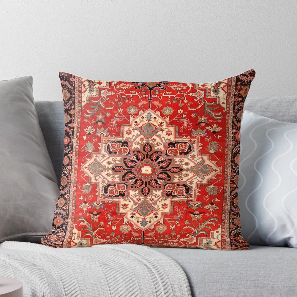 Vintage antique Persian serapi rug print pillow