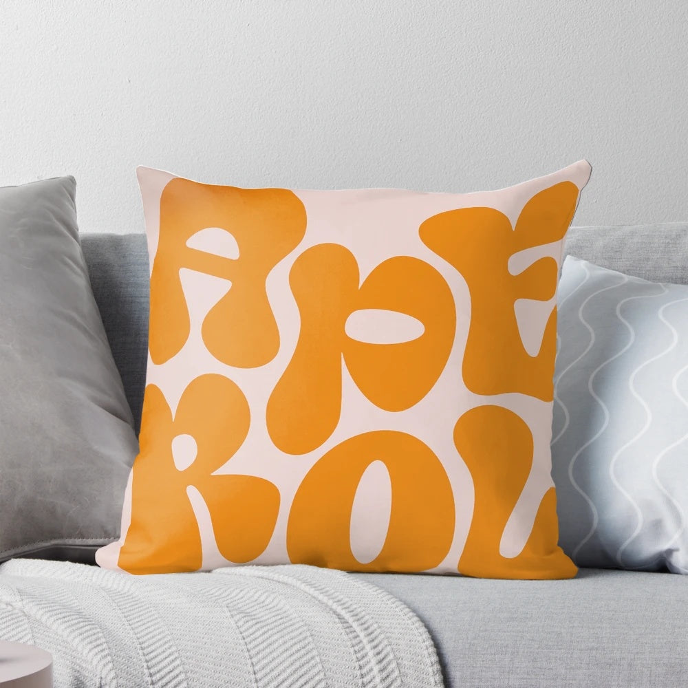 Vintage-inspired Aperol Spritz cocktail pillow, featuring a retro orange and red design.