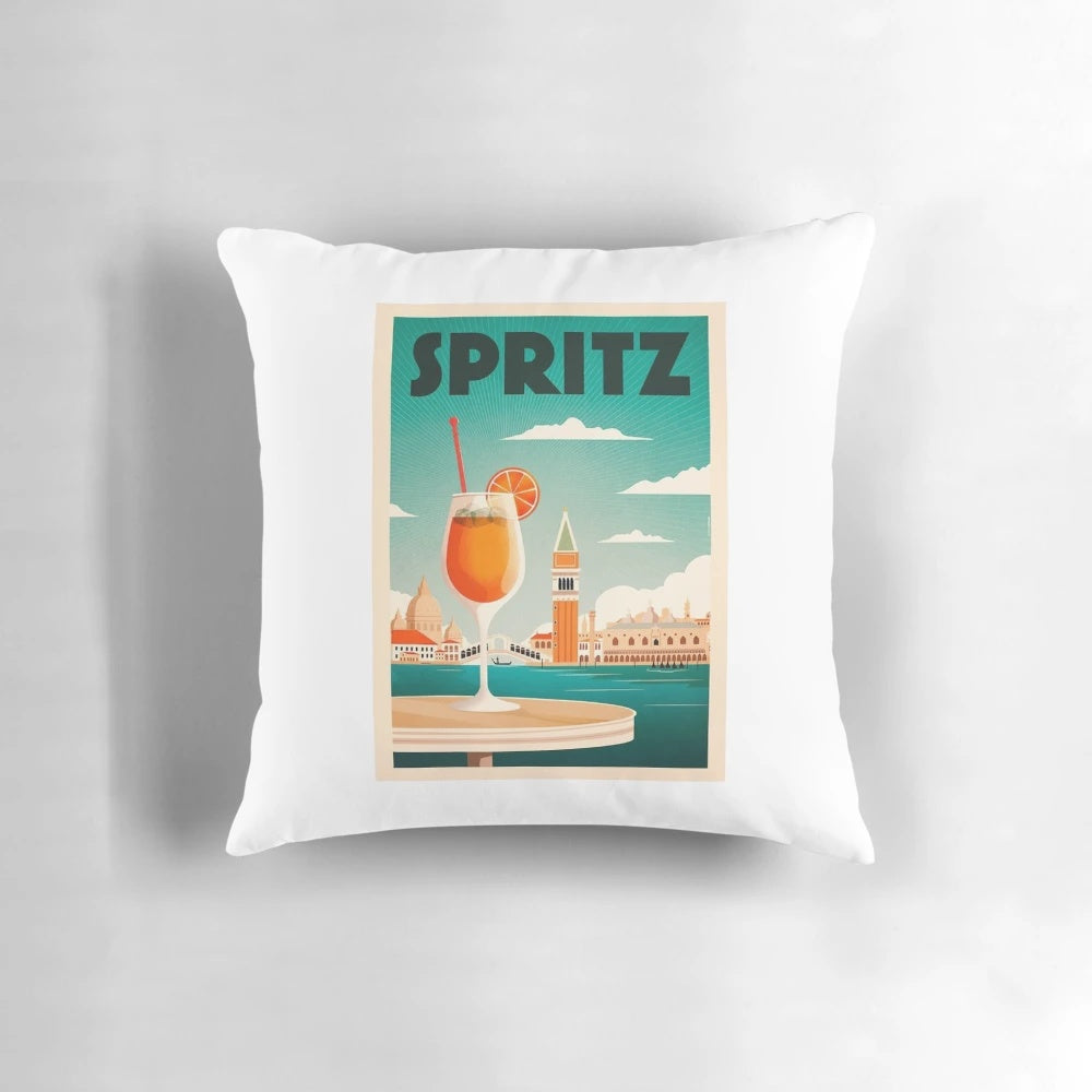 Vintage Aperol Spritz Venice themed decorative throw pillow
