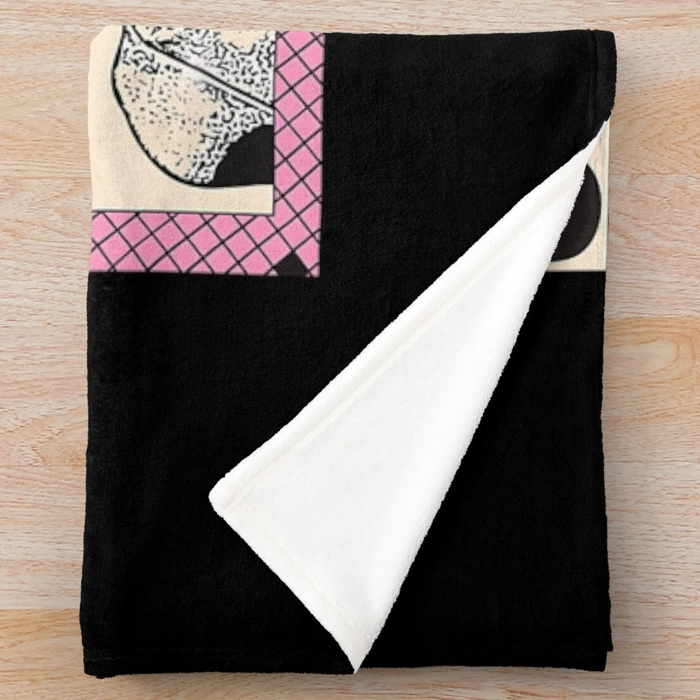 Vintage-style plush blanket featuring Ariana Grande-inspired pop and R&B music design