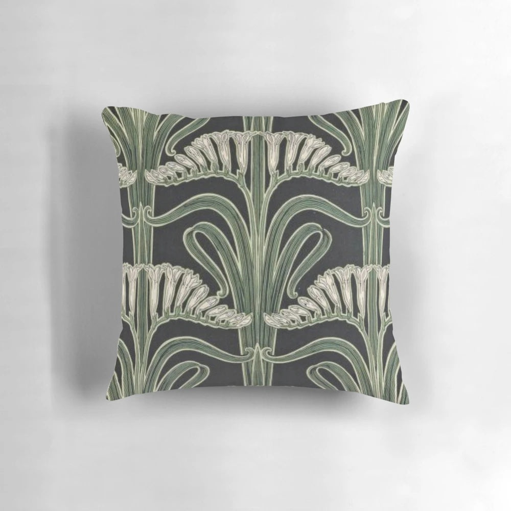 Vintage art nouveau inspired botanical freesia floral pattern decorative throw pillow