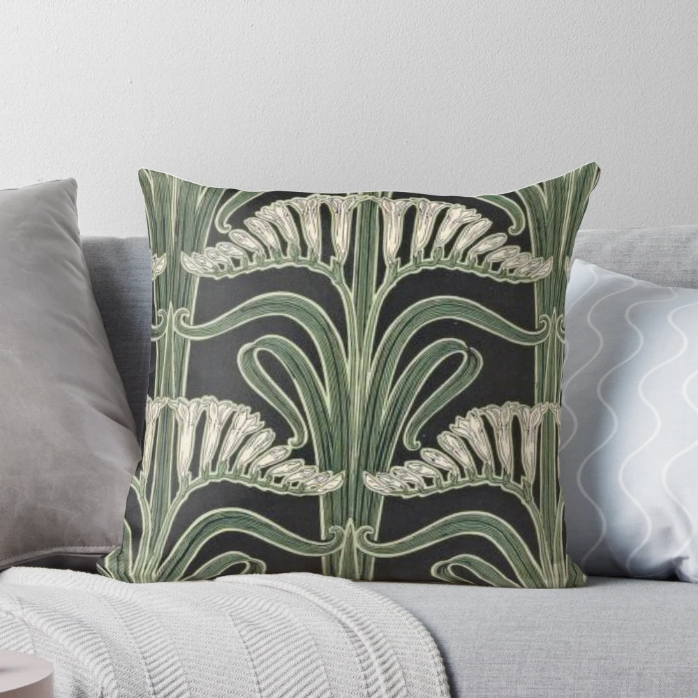 Vintage art nouveau inspired botanical freesia floral pattern decorative throw pillow
