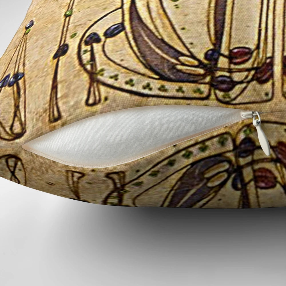 Vintage Art Nouveau style pillow with Charles Rennie Mackintosh inspired wassail design