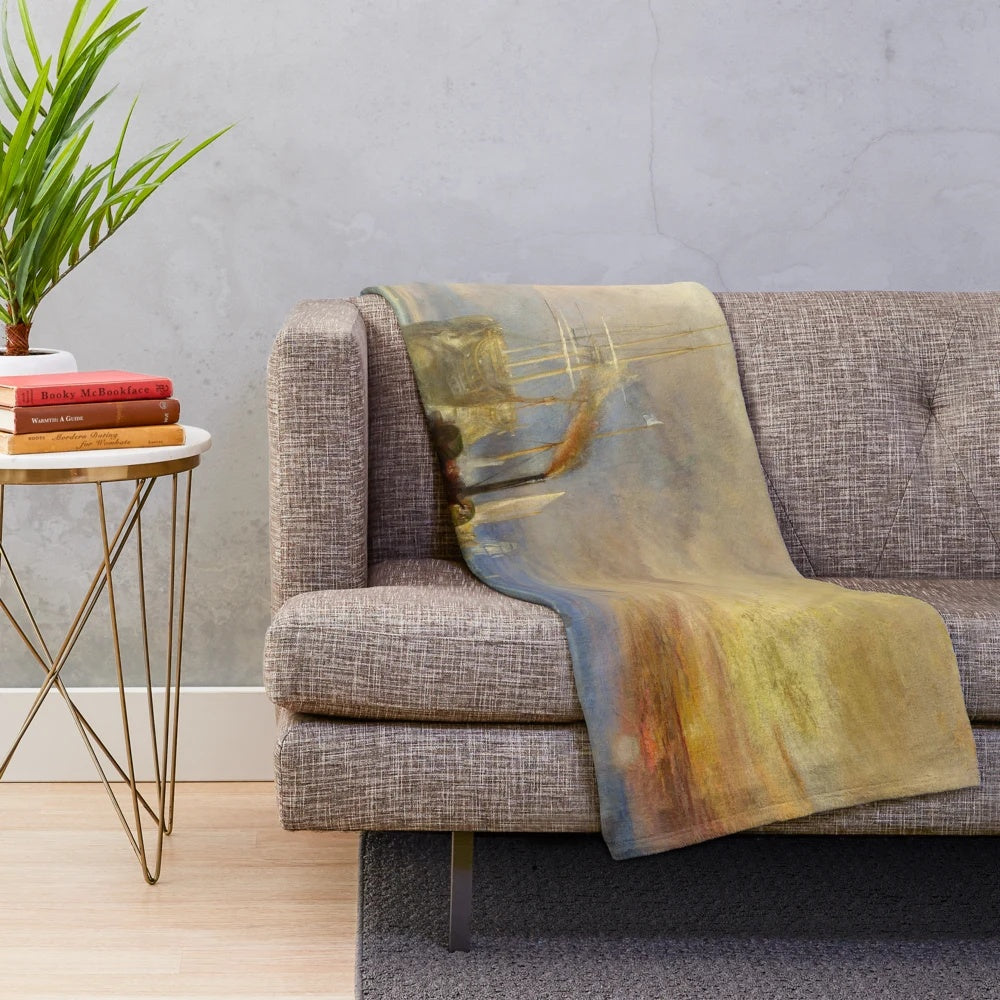 Plush blanket featuring the vintage painting "The Fighting Temeraire" by J.M.W. Turner