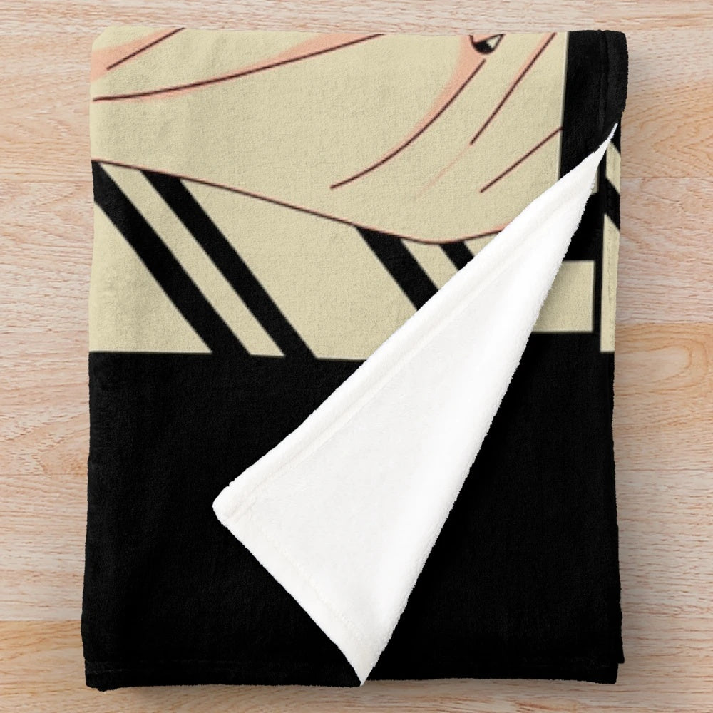 Vintage art plush blanket inspired by the character Ray from The Promised Neverland anime and manga series.