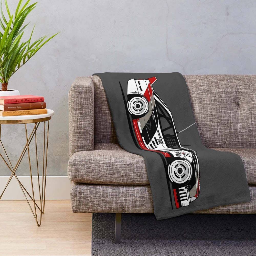 Plush blanket featuring a vintage Audi 90 GTO IMSA race car