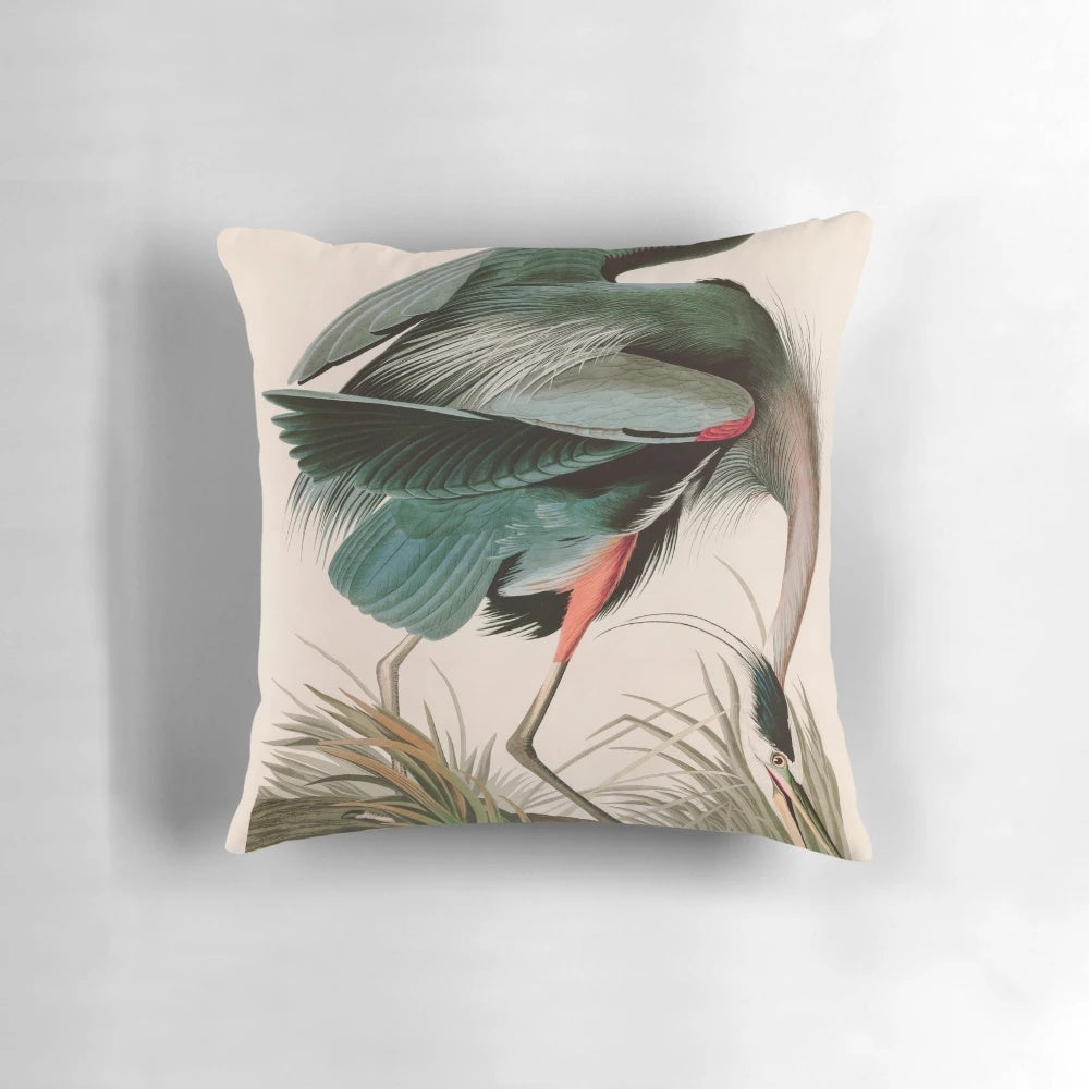 Vintage illustration of a great blue heron by John James Audubon, a classic bird artwork for nature and bird lovers.