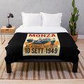 Vintage auto racing print plush blanket