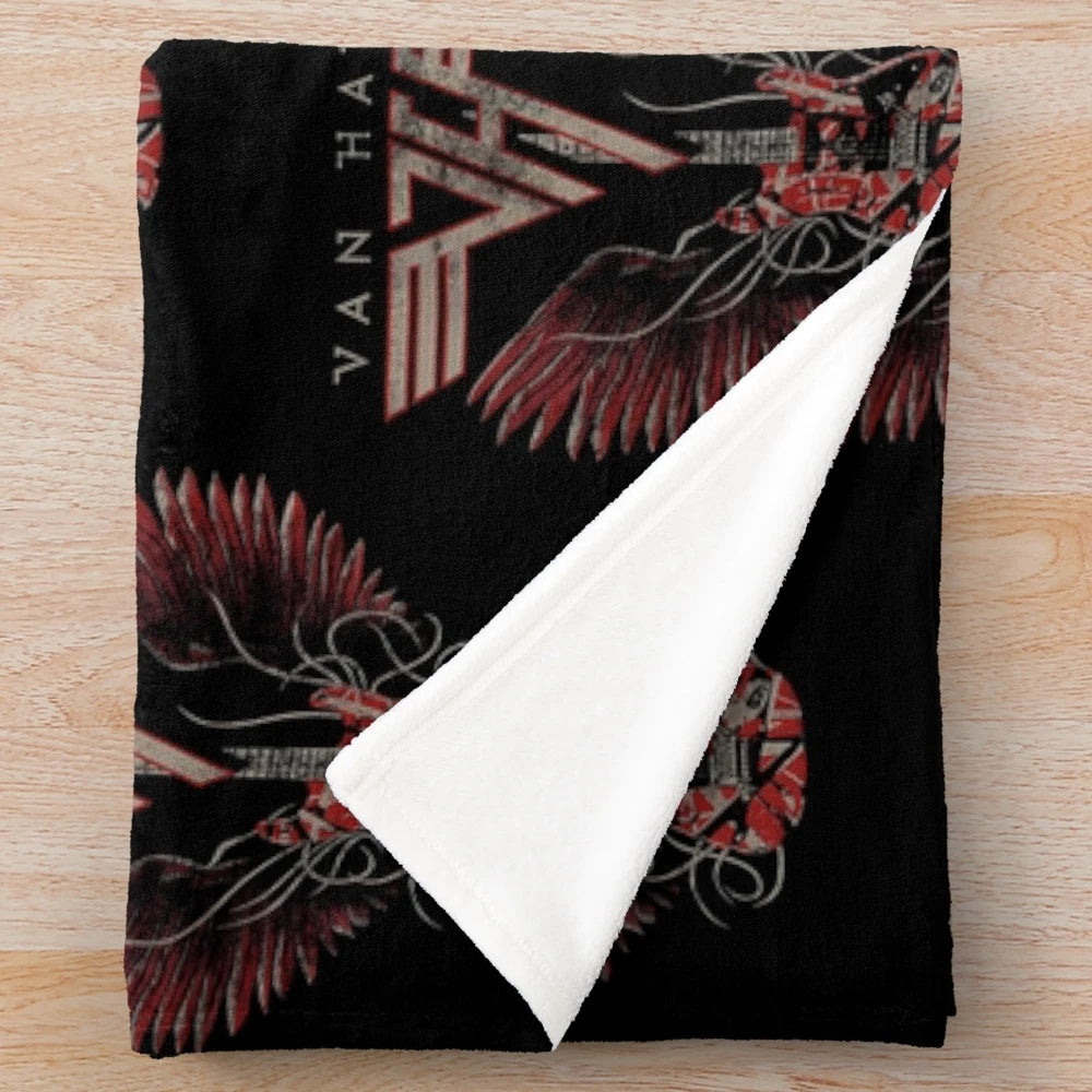 Vintage band album plush blanket with retro music tour design