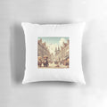 Vintage illustration of bears walking through the historic streets of Prague, Czech Republic.