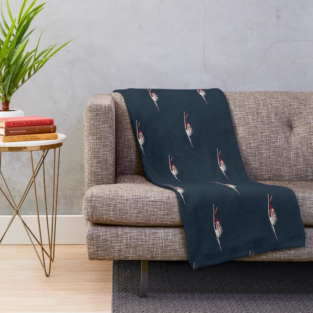 Plush blanket featuring a retro design illustration of a Beech Bonanza V-Tail aircraft