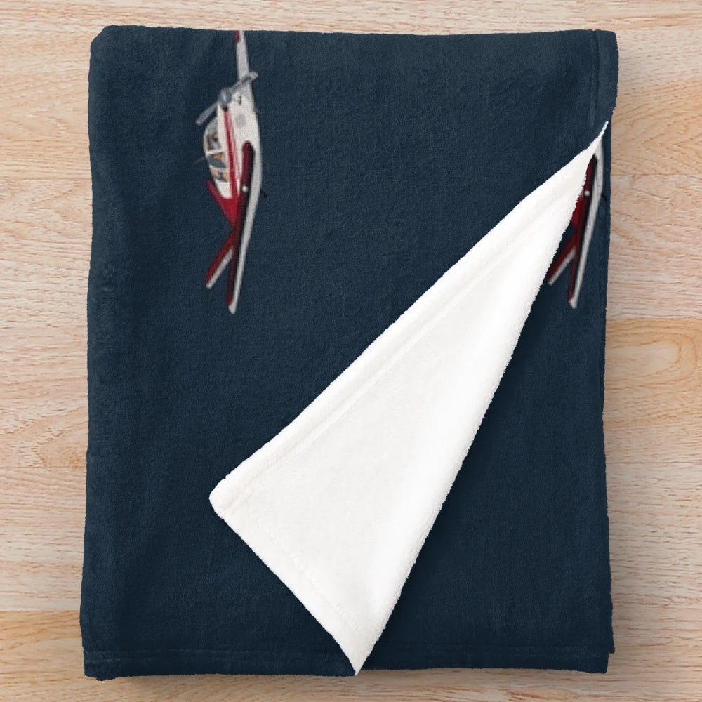 Plush blanket featuring a retro design illustration of a Beech Bonanza V-Tail aircraft