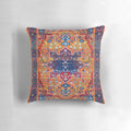 Vintage Moroccan pillow with Berber Atlas design and saffron-hued colors