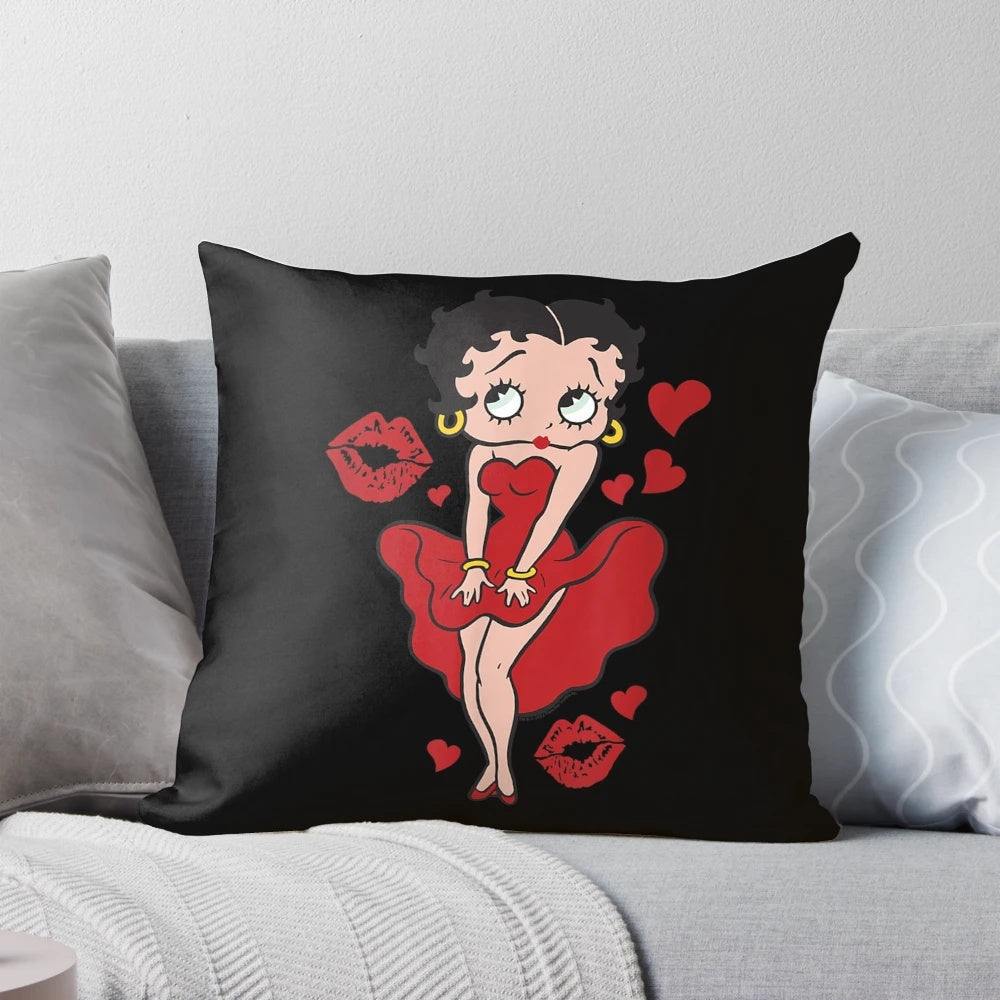 Vintage Betty Boop red lips pillow featuring the iconic cartoon character