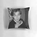 Vintage black and white photograph of a young Leonardo DiCaprio, iconic film star and actor