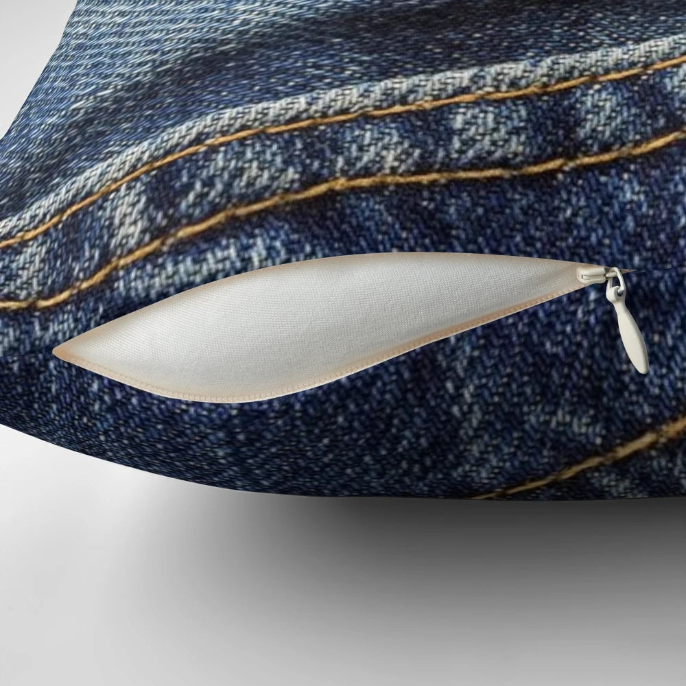 Vintage blue jean pocket pillow with unique denim pocket design
